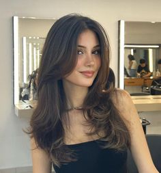 Longer Curtain Bangs With Layers, Butterfly Haircut Without Bangs, Long Front Bangs With Long Hair, Butterfly Haircut No Bangs, Curtain Bangs Butterfly Cut Long Hair, Hair With Layers And Face Framing, Mid Length Hair Long Layers With Face Framing Pieces, Haircut Ideas For Long Wavy Hair, Butterfly Haircut Brown Hair