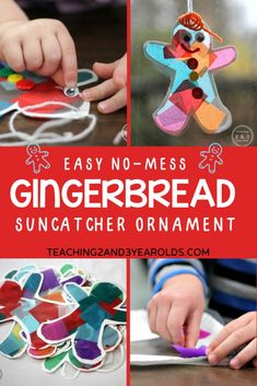 easy no - mess gingerbread suncather ornament for kids to make