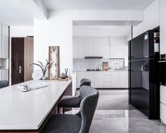 the modern kitchen is clean and ready for us to use in its new owner's home