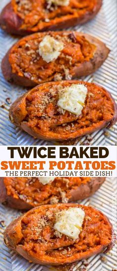 baked sweet potatoes with butter and parmesan cheese on top