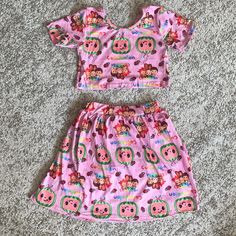 Selling An Adorable Brand New Never Worn Cocomelon Skirt And Top Set. Size 6 Girls. Playful Pink Mini Skirt, Playful Pink Skirt, Playful Pink School Sets, Cute Pink Skirt For Playtime, Playful Pink Skirt For School, Cocomelon Clothes, Raven Clothes, Disney Baby Clothes Boy, Matching Skirt And Top Set