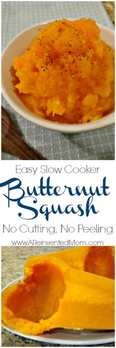 easy slow cooker butternut squash recipe no cutting, no peeling or cooking required