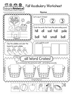 the fall worksheet is filled with words and pictures to help students learn how to write