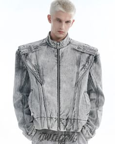 TIWILLTANG 24AW COLLECTION Denim Washing Effect, Cool Denim Jackets, Denim Jacket Design, Menswear Design, Off White Coat, Ropa Upcycling, Denim Men, Shirt Design Inspiration, Jacket Denim