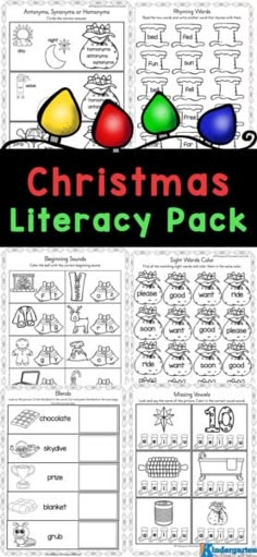 christmas literacy pack for the classroom to help students learn how to read and understand what they are