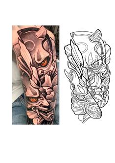 an image of a tattoo design on the left arm and in the background, there is a