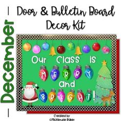 Christmas Bulletin Board and Door Decor Kit by MicKenzie Baker | TPT Door Bulletin Boards, Cute Bulletin Boards, Christmas Bulletin Board, Christmas Bulletin, Bulletin Board Decor, Classroom Bulletin Boards, School Bulletin Boards, Decorative Borders