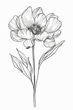 a black and white drawing of a flower