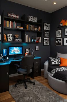 Elevate your child's bedroom with high-tech gamer decor ideas! From multi-screen setups to futuristic furniture, these cool boys bedroom ideas blend technology with style. Make gaming more immersive and enjoyable with these cutting-edge designs! #HighTechBedroom #GamingRoom #BoysDecor Bedroom Ideas For Gamers, Game Bedroom Ideas Boys, Boys Bedroom Ideas Gamer, Gaming Bedroom Ideas Boys, Cool Boys Bedroom, Game Bedroom Ideas, Gamer Bedroom Ideas, Bedroom Gaming Setup, Gaming Setup Bedroom