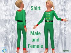 dgandy's Christmas Elf Pajamas 2019 Child (Male and Female) Shirt Sims 4 Male, Elf Pajamas, Female Pants, Female Shirt, Christmas Clothes, Sims Community, Cc Finds, Male And Female