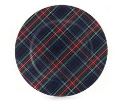 a plaid plate on a white background