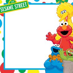 the sesame street characters are standing in front of an empty sign