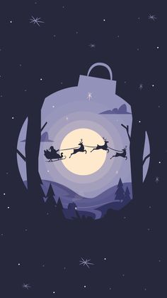 santa's sleigh flying through the night sky