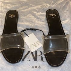 Clear Zara Sandals Size 38.. H&m Round Toe Sandals For Summer, H&m Round Toe Sandals For Spring, H&m Sandals For Summer Vacation, H&m Spring Round Toe Sandals, H&m Sandals For Beach In Spring, H&m Beach Sandals For Spring, Spring Beach Sandals By H&m, H&m Casual Sandals For Spring, Chic H&m Sandals For Spring