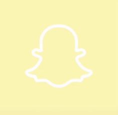 a white snap icon on a yellow background