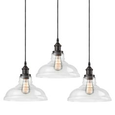 three light pendants with clear glass shades