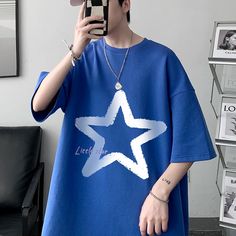 Hearujoy Little Star Printed Men's T Shirt Summer Fashion Casual Short Sleeve Tee Tops Mens Cotton Linen Oversized Hip-Hop T-shirt 5XL Summer Fashion Casual, Denim Shirt With Jeans, Running Shorts Men, Mens Fashion Jeans, Korean Fashion Casual, T Shirt Oversize, Summer Style Casual, Khaki Color, Sweaters Knitwear