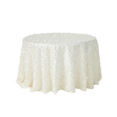 CV Linens Flower Petal Taffeta Round 115 Tablecloth - Ivory Crystal Centerpieces, Taffeta Fabric, Round Flower, Round Table Top, Flower Petal, Table Height, Round Tablecloth, Ivory Color, Metallic Accents