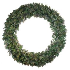 a wreath made out of evergreen leaves on a white background