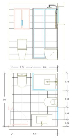 the floor plan for a bathroom with toilet, sink and shower stall is shown in blueprint