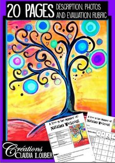 a painting of a tree with colorful circles on it