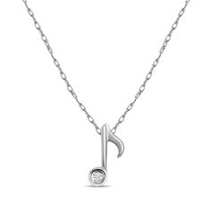 Product Summary Main Stone: Diamond Approx. Carat Weight: .03cttw Stone Cut: Round Metal Choice: 14k White Gold Weight: 1 Gram Dimensions: 13mm Musical Note Jewelry, Music Note Necklace, Small Necklace, Musical Note, Music Note, Gold Gift, Stone Cuts, Music Notes, Chain Pendants