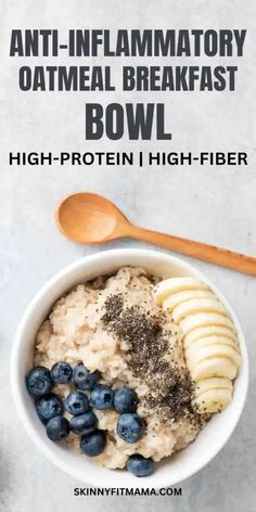 an oatmeal bowl with blueberries and bananas in it