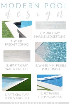 the different types of modern pool designs for swimming pools and spas with instructions on how to