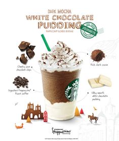 the starbucks coffee drink has chocolate and whipped cream in it's cup, along with other ingredients