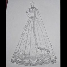 a drawing of a woman's wedding dress