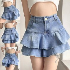 44952054530265|44952054563033|44952054595801 Mini Jeans, Short Pollera, Vintage Denim Shorts, Denim Decor, Gown Pattern, Age Of Empires, Skirts Women, Jeans Skirt, Mini Cake