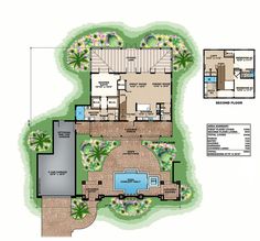 the floor plan for this house is very large and has an outdoor swimming pool in the middle