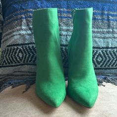 Never Worn Green Suede Spring Boots, Green Suede Boots For Spring, Green Suede Boots With Pointed Toe, Shoes Green, Just Fab Shoes, Justfab Shoes, Heeled Boots, Bootie Boots, Ankle Boots