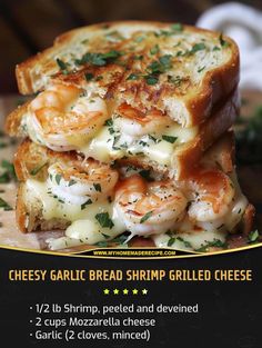 the grilled cheese sandwich has shrimp on it