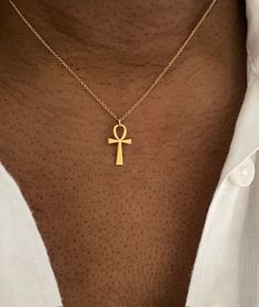 Lovely gold Ankh necklace which would be an ideal gift for a loved one. The ankh symbol--sometimes referred to as the key of life or the key of the nile--is representative of eternal life in Ancient Egypt.  +Gold filled fine cable chain with round spring clasp +Gold vermeil ankh charm + Charm measures 20mm + Various chain lengths available - click on the drop down menu for options + Item comes complete with luxury jewellery box. I have many charm necklaces listed and I would like to think that t Spiritual Ankh Cross Necklace Gift, Gold Ankh Necklace Gift, Gold Ankh Necklace For Gift, Gold Ankh Cross Necklace Gift, Spiritual Ankh Necklace For Gift, Life In Ancient Egypt, Gold Dainty Necklace, Cross Necklace Gold, Ankh Symbol