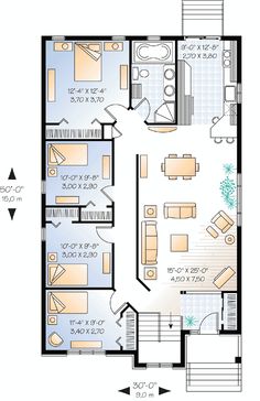 the floor plan for an apartment with two bedroom and one bathroom, including a living room