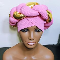 This is Handmade Women Hair Turban  Hair cap IS Ready to go Cup so easy to wear Pink Headscarf Headband, Pink One Size Bonnet, Trendy Headband Turban, Trendy Headband-style Turban, Pink One Size Fits Most Headwrap Headband, Pink Headscarf, To Go Cup, Hair Turban, Cap Women