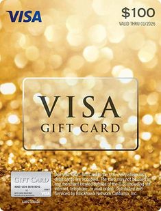 visa gift card with gold glitter background