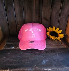 The perfect hat for any mule loving girl Pink Otto Trucker Hat Black Otto Trucker Hat Jade Otto Trucker Hat Cute Outdoor Hat With Curved Brim, Cute Hats With Curved Brim For Outdoor, Cute Curved Brim Hat For Outdoor, Country Style Cap, Wide Brim Baseball Cap One Size Fits Most, Trucker Hat Black, Pink Girl, Mule, Trucker Hat