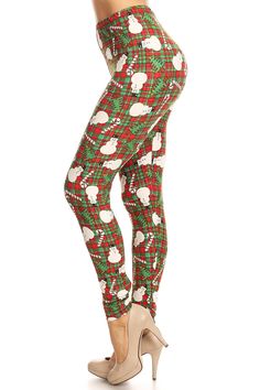 High rise full length stretchable leggings with elastic waist band in Snowman Candy Cane Christmas Tree pattern print gives you a great look, good match with Solid top. Made of 92% Polyester, 8% Spandex. Leggings Regular Size: Regular One Size fits Women’s size 2 ~ 10 generally. Regular: Waist: 23 inches, elastic band can stretch up to 36 inches. Length: 35 inches, Inseam: 26.5 inches. High Quality Soft Leggings. Great Stretch. Comfortable & Soft. Hand wash cold, hang dry and do not bleach. Soft Legs, Candy Cane Christmas Tree, Kids Plaid, Candy Cane Christmas, Buttery Soft Leggings, Christmas Leggings, Christmas Tree Pattern, Spandex Leggings, Leggings Kids