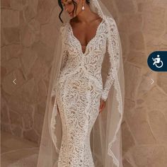 Grace Loves Lace Lumi Veil - Listed As $450 On Website, Clean And No Issues White Lace Gown, Wedding Dress With Veil, Wedding Dresses For Sale, Wedding Gowns Lace, Wedding Dress Sleeves