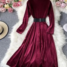 Long Sleeve Velvet Dresses For Fall, Chic Long Sleeve Velvet Dress For Formal Occasions, Elegant Velvet Midi Dress For Fall, Elegant Velvet Midi Dress For Winter, Elegant Long Sleeve Velvet Dress For Fall, V-neck Velvet Dress For Fall, Velvet V-neck Dress For Fall, Velvet Long Sleeve Winter Dress, Fitted Velvet Long Sleeve Dress For Fall