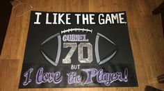 a sign that says i like the game called 70 but i have the player on it