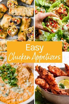 easy chicken appetizers collage with text overlay