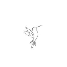 a single line drawing of a hummingbird flying in the air with its wings spread