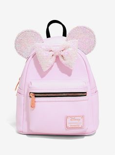 Loungefly Disney Minnie Mouse Holographic Sequin Mini Backpack - BoxLunch Exclusive, Disney Merch Pink, Disney Bags Backpacks, Cute Mini Backpacks, Denim Backpack, Disney Bags, Mini Mochila, Loungefly Bag, Girly Bags, Disney Bag