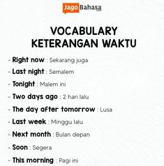 an advertisement with the words vocabulary keterangan wakuu