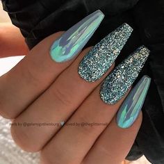 Chrome Nails Ideas, Metallic Nails Design, Blue Chrome, Coffin Nails Long, Nail Swag, Popular Nails