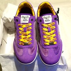 Laker Purple&Gold Velvet Size 8 Women's Sneakers Forum 75 Dutch Shoes, Gold Trainers, Von Dutch, Gold Velvet, Size 8 Women, Sneaker Shoes, Shoes Color, Purple Gold, Women's Sneakers