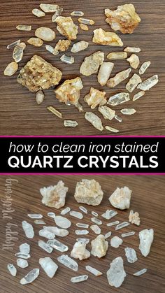 Have you ever found rusty iron stained quartz crystals in your backyard and wished there was an easy way to clean them? Well, good news – there is! In this article, we’ll discuss the easiest way to not only clean rusty iron stained quartz crystals, but also to safely preserve their natural beauty after you've dug them out of the ground. Great tutorial for crystal lovers! #quartz #crystals #iron How To Clean Quartz Rocks, Clean Crystals How To, How To Dig For Crystals, Best Way To Clean Rocks, How To Clean Quartz Crystals, Cleaning Quartz Crystals, Quartz Rock Crafts, Things To Do With Rocks Diy Craft Ideas, Cleaning Crystals How To